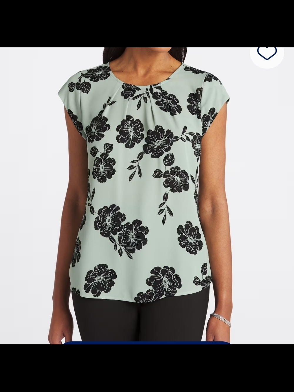 41 Hawthorn Mint Green Floral Cap-Sleeve Blouse